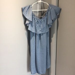 Off the shoulder denim loose dress